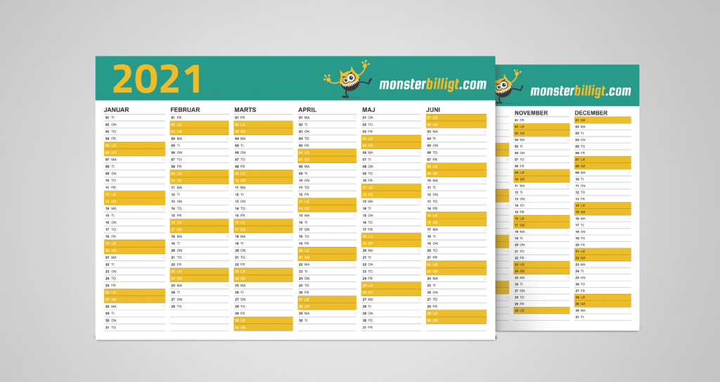Kalender med - Vi leverer kalendere med tryk i A5, A4 og billigt – monsterbilligt.com